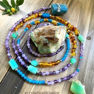 42" Baltic Amber Multi-Gemstone XL Necklace